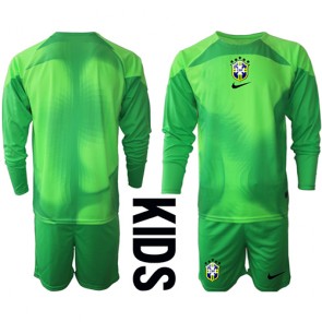 Brazil Goalkeeper Replica Away Stadium Kit for Kids World Cup 2022 Long Sleeve (+ pants)